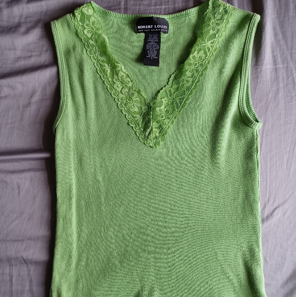 Vintage green lace tank top